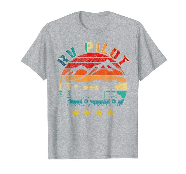 

rv pilot camping funny vintage motorhome travel vacation t-shirt, White;black