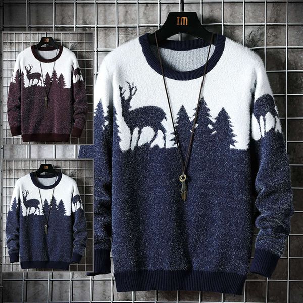

2021autumn and winter christmas men's deer pullover in 2020, White;black