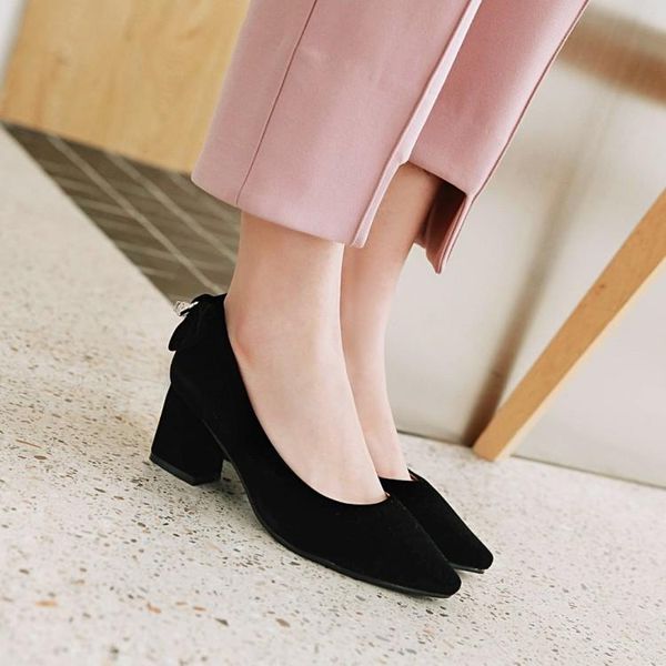 

dress shoes plus size 11 12 13 14 15 ladies high heels women woman pumps pointed package the heel toes thick with single, Black