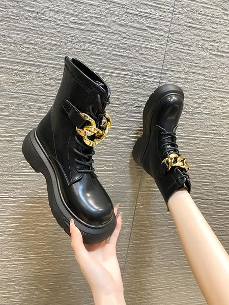 

boots women's rubber shoes boots-women luxury designer round toe lace up flat heel rain summer 2021 fashion ladies med rock ridi, Black