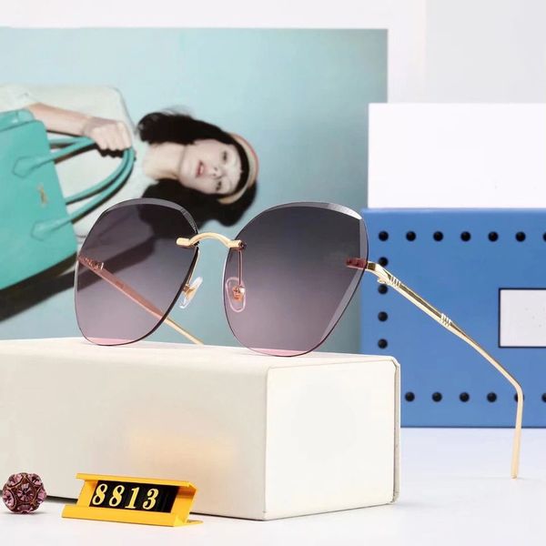 

2021 brand new luxury sunglasses square transparent gradient rimless sunglasses for men and women designer outdoor fashion glasses, White;black