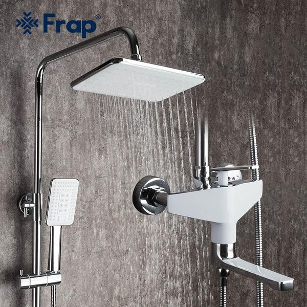 

frap white rainfall shower faucet set single lever bathtub shower mixer faucet bath tub grifo ducha f2458
