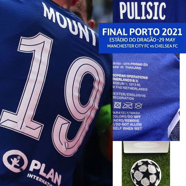 

american college football wear final porto 2021 kante mount havertz match worn player issue with matchdetails jersey, Black