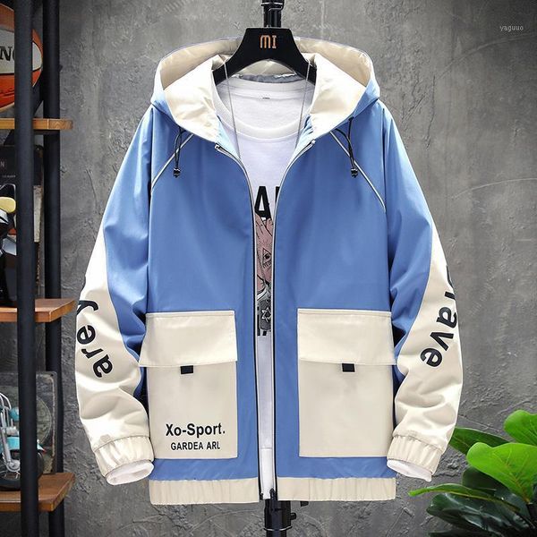 

korean casual men's bomber jackets men streetwear jacket patchwork cardigan hooded coat male 7 color m-4xl, Black;brown