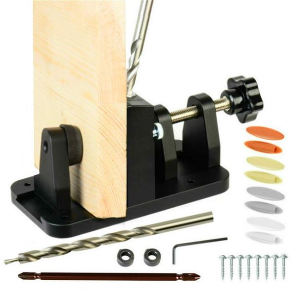 

professional hand tool sets adjustable pocket hole jig system 15 degree oblique locator woodworking joinery kit inclined drilling bit guide