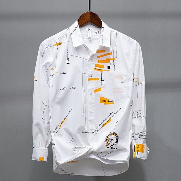 

new 2021 novo estilo de manga comprida primavera marca masculina algodo branco camisas para homens casual camisa confortvel nwum, White