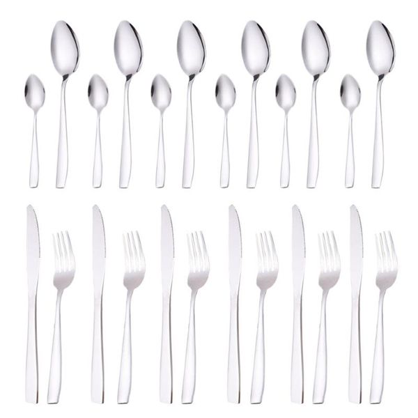 

24pcs flatware set stainless steel kitchen cutlery set tableware dinnerware utensil with wooden case