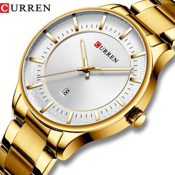 

wristwatches curren luxury gold business quartz watches men stainless steel strap wristwatch fashion auto date clock male classic watch, Slivery;brown