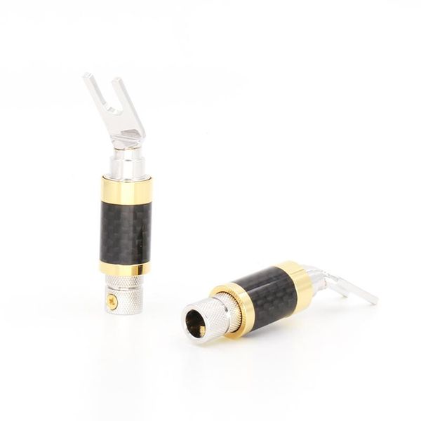 

smart power plugs y shape musical speaker cable wire transmission spade connector(rhodium-plated) 4pieces