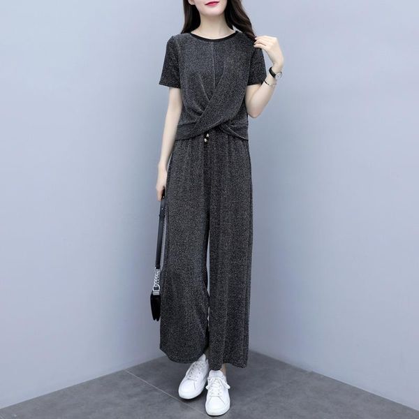 

fashion women's plus size suit 2021 spring new temperament loose and thin fashion wide-leg pants two-piece cover, White