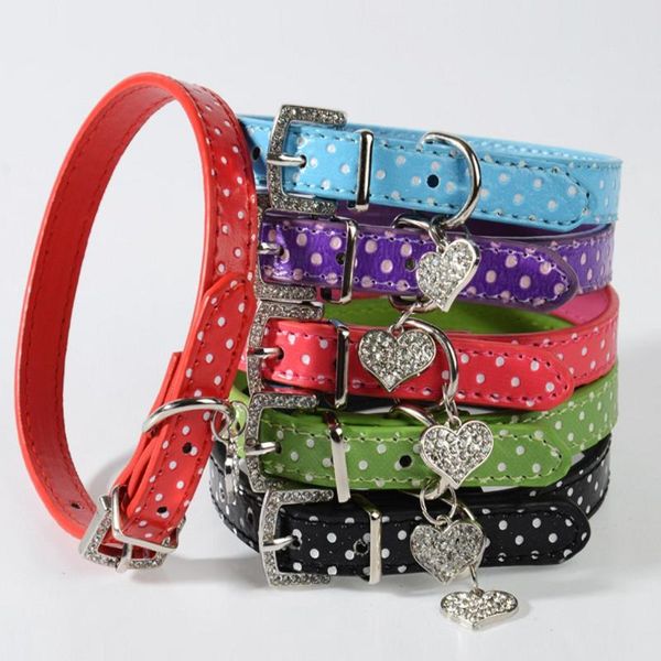 

dog collars & leashes fashion dot collar for small dogs pu leather leash pet harness accessories puppy cat necklace coleira para cachorro