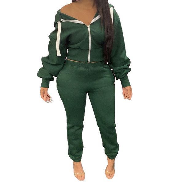 

casual solid hoodies together for women in hoodie harvest jacket and suit pants 2021 korean leisure 2 piece clothes qpx3, Gray