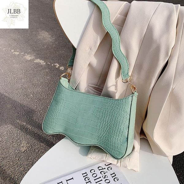 

fashion baguette shape women shoulder bags designer handbags luxury crocodile pu leather messenger bag chic ladies small purses