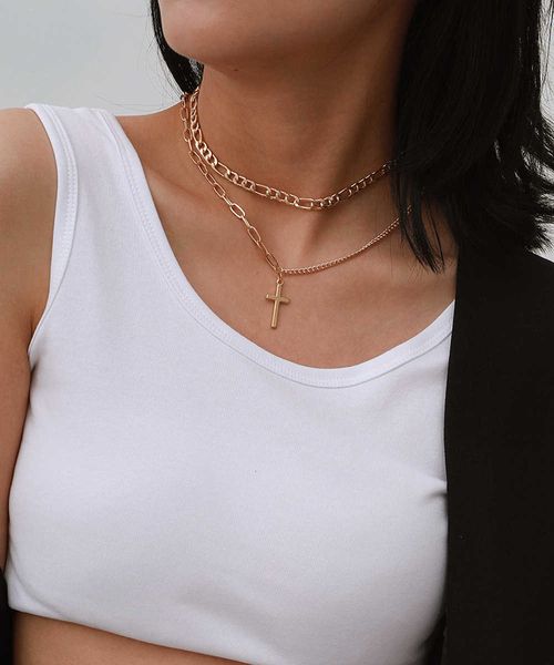 

jewelry autumn creative new clavicle multi-layer simple cross pendant necklace, Silver