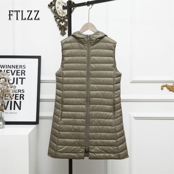 Gilet ultraleggero da donna autunno inverno Gilet leggero da donna Cappotto da donna in piumino d'anatra caldo da donna Parka lungo senza maniche 210525