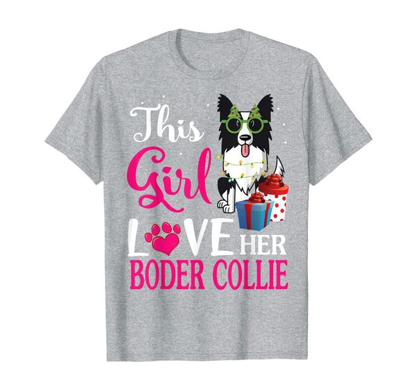 

xmas gifts this girl love her boder collie noel costume snow t-shirt, White;black