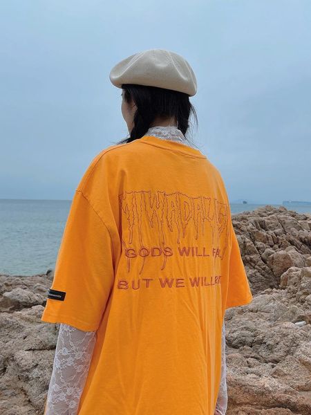 

women's t-shirt street neutral bf sweet cool short sleeve t-shirts oversize loose casual back embroidery tees, White