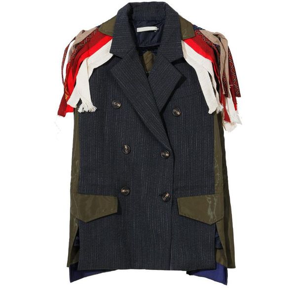 

women's jackets [ewq] trend design loose patchwork ladies tassel jacket 2021 spring irregular ribbon splicing geometric embroidered coa, Black;brown