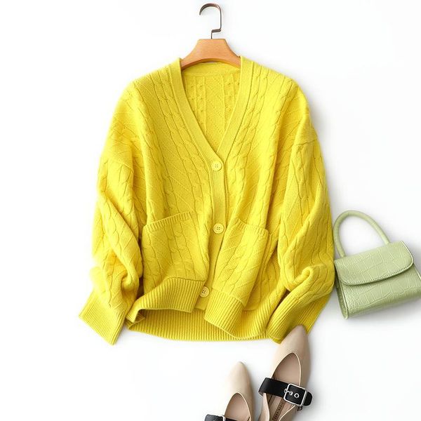 

women's knits & tees korean-style loose lazy cardigan vintage single breasted with sleeve fall 2021 women clothing, White