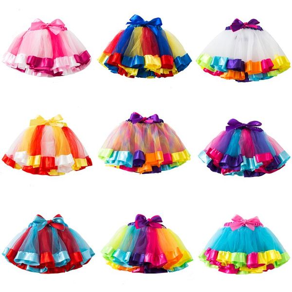 

skirts 3m-8t tutu skirt baby girl princess mini pettiskirt party dance rainbow tulle girls clothes children clothing, Blue