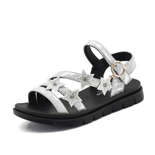 

sandals rhinestone girls fashion cartoon kids casual for soft leather summer children teen shoes beach, Black;red