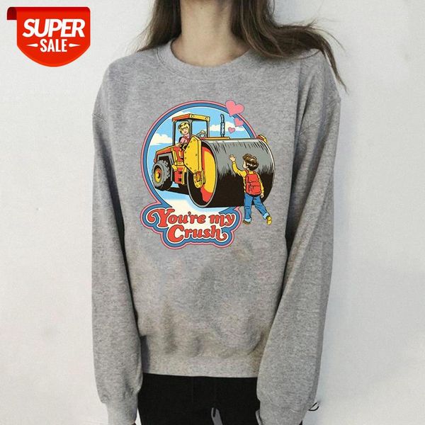 

sticker series printing plus velvet sweater gray round neck pullover #mm1s, Black