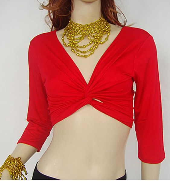 

new arrival crystal cotton and mesh belly dance momen half sleeves belly dance 9 colors, Black;red