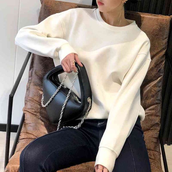 

women's hoodies & sweatshirts round neck loose sweater, korean in 2021, Black