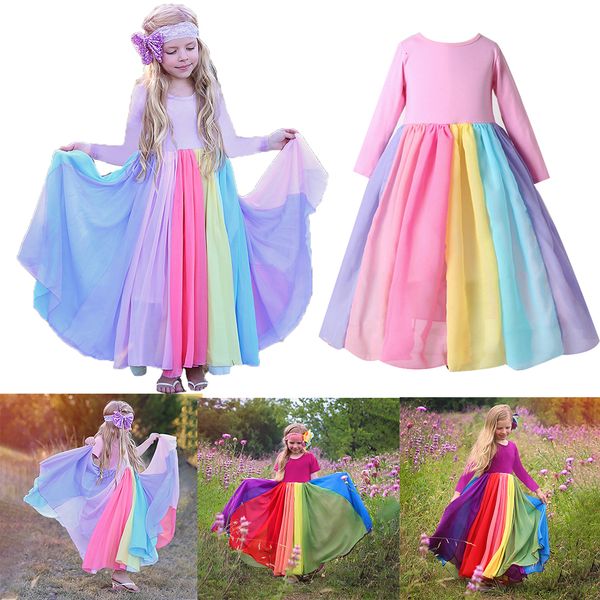 

2021 new fashion raiow princess for girls casual clothing cotton kids pastel colorful ins style children's wear afs8, Red;yellow