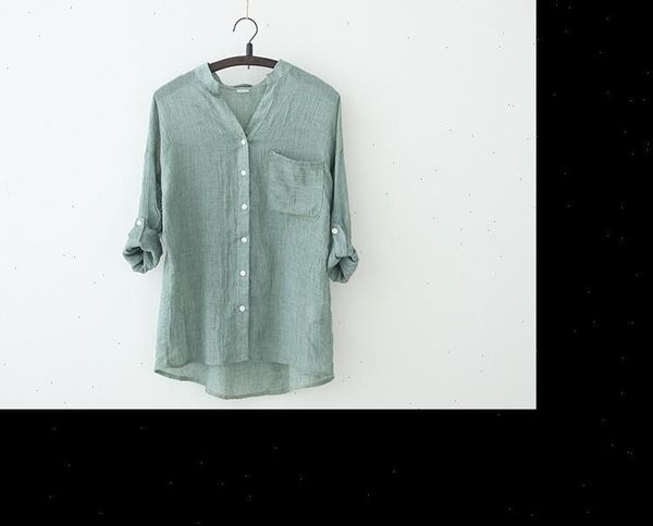 

spring summer women fashion three quarter sleeve stand collar casual loose fashion cotton linen blouse shirt summer, White