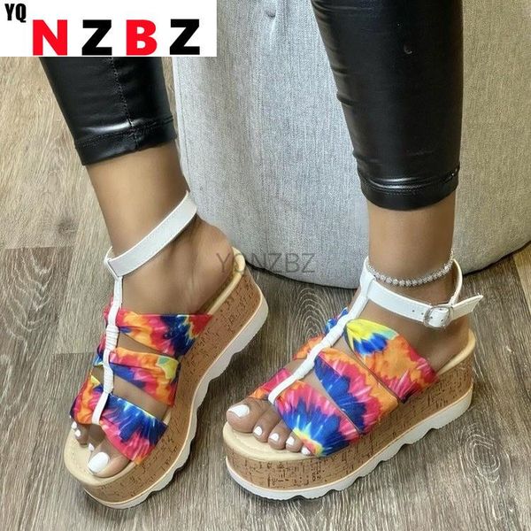 

sandals 2021 woman wedges buckle strap thick bottom female color matching casual summer beach shoes ladies footwear, Black