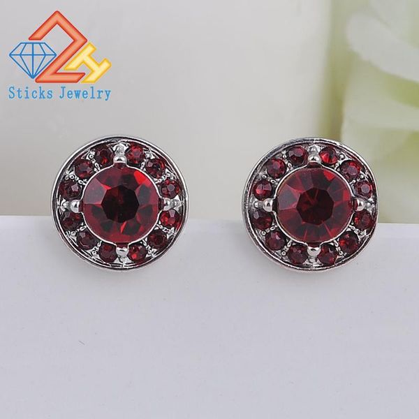

stud 14mm round rhinestone earrings, Golden;silver