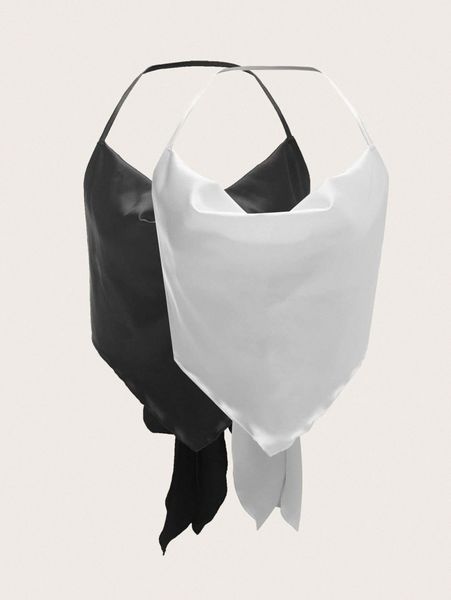 

2pcs tie back bandana halter 18wu#, White