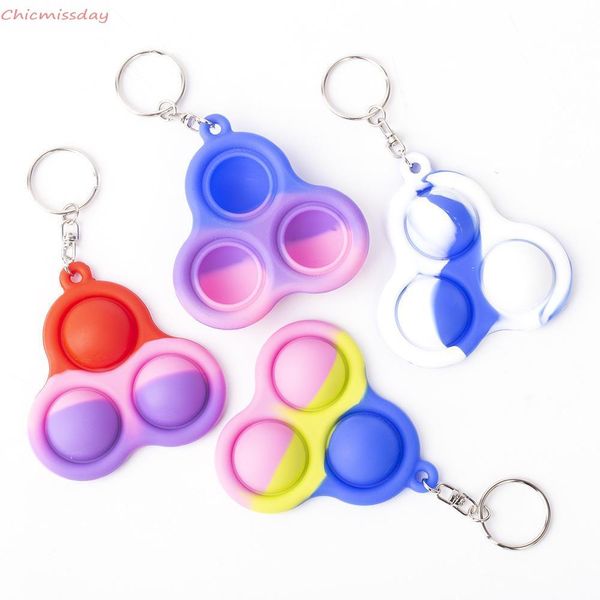 

Simple Dimple keychain fidget Sensory push toys push bubble triangle key ring bag pendants squeeze silicone toy key ring pendant