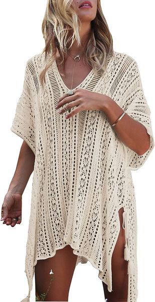 

beach swimsuit for dresses women sleeve coverups bikini cover up net casual, Black;gray