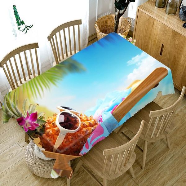 

table cloth modern printed tablecloth cartoon pineapple&beach pattern restaurant round thicken waterproof rectangular cove