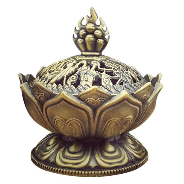 

fragrance lamps holy tibetan lotus designed incense burner zinc alloy bronze mini incensory metal craft home decor
