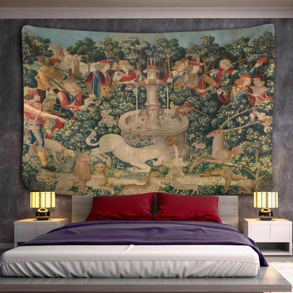 

tapestries retro character oil painting tapestry wall hanging bohemian witchcraft hippie mysterious artist home decor