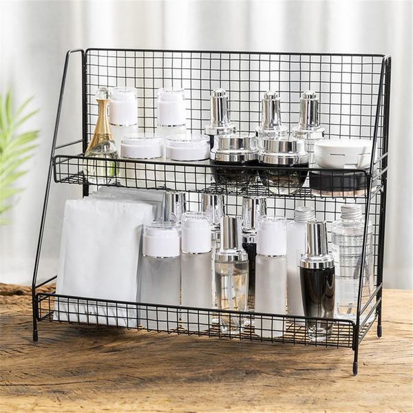 

bathroom storage & organization home double layers rack metal kitchen bedroom desk organizer seasoning jar student dormitory shelf