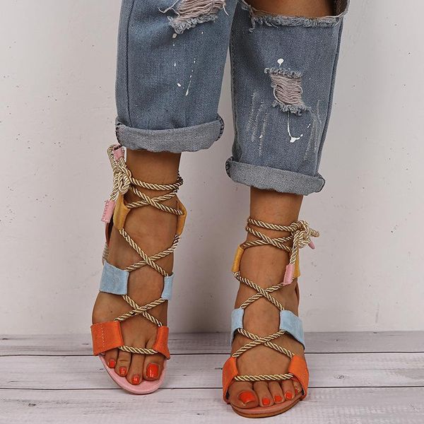 

dress shoes wish summer 2021 fashion thick heel medium large sandals open toe women's lace up roman, Black