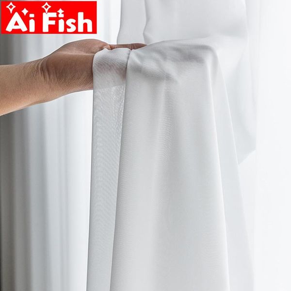 

aifsih solid soft white tulle sheer window curtains for living room the bedroom modern tulle voile organza curtains drapes #5