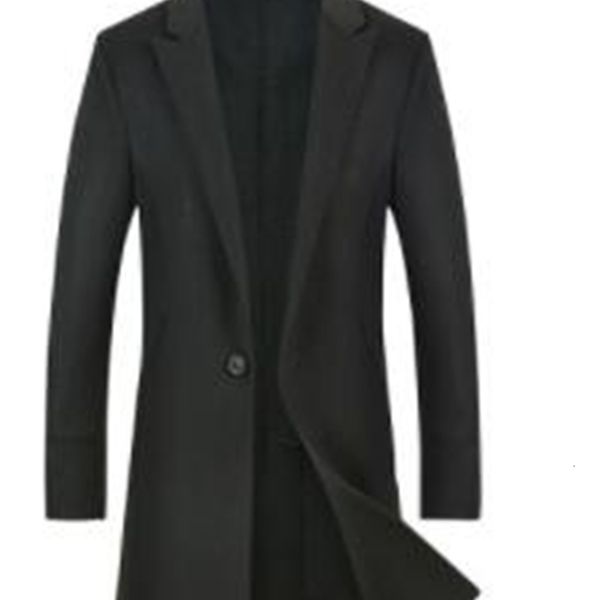

new style trench coat men's long slim woolen overcoat trend double-sided coat men's windbreaker 1m3b, Black;gray