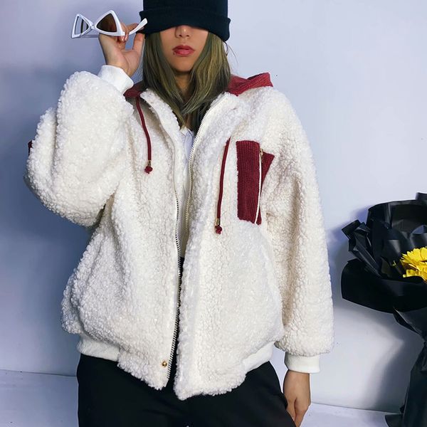 

2021 new brand fashion chic teddy bear jackets coats women winter stylish long faux coat female thick warm lambs wool fur jacket bilu, Black;brown