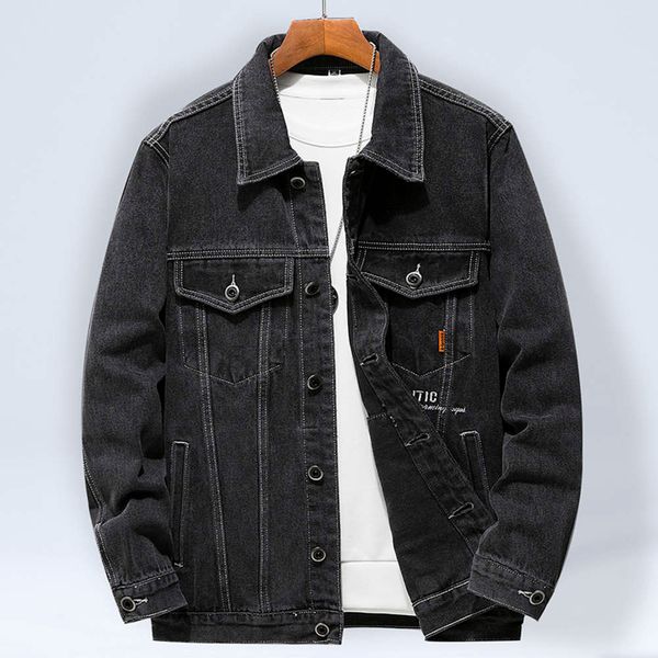 

autumn black men's loose trend tooling jacket jeans handsome clothes, Black;brown