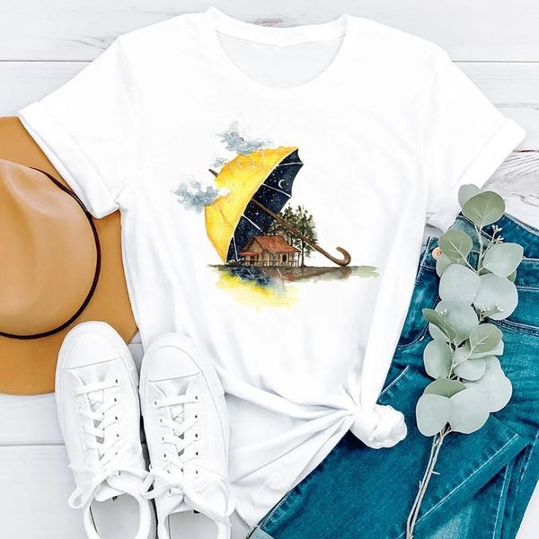 

women's t-shirt cartoon watercolor travel short sleeve women fashion summer print tshirt female tee graphic creativity 2021, White