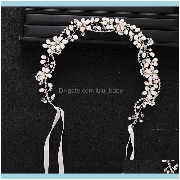 

jewelrytrendy handmade sier color crystal pearl headband aessories wedding headdress princess hair jewelry bridal tiara drop delivery 2021 q, Slivery;golden