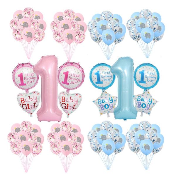 

party decoration 40inch big foil 1st air helium figure baby shower boys girls birthday cartoon elephant decorations kids balloons pink blue