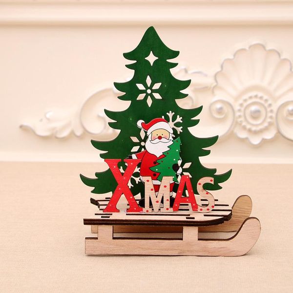 

christmas decorations wooden sled ornaments home wood decoration cartoon old man snowman elk assembled decor diy house