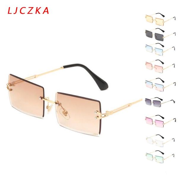 

sunglasses rectangle women 2021 brand designer vintage square glasses rimless gradient sun ladies uv400 gafas de sol, White;black