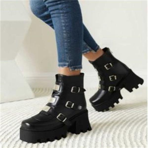 

boots 2021 spring and autumn short tube black adhesive shoes pu pointed toe women's increase the single boot punk